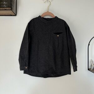 Popelin 100% Organic Cotton Charcoal Gray Long Sleeve Crewneck Shirt Size 5